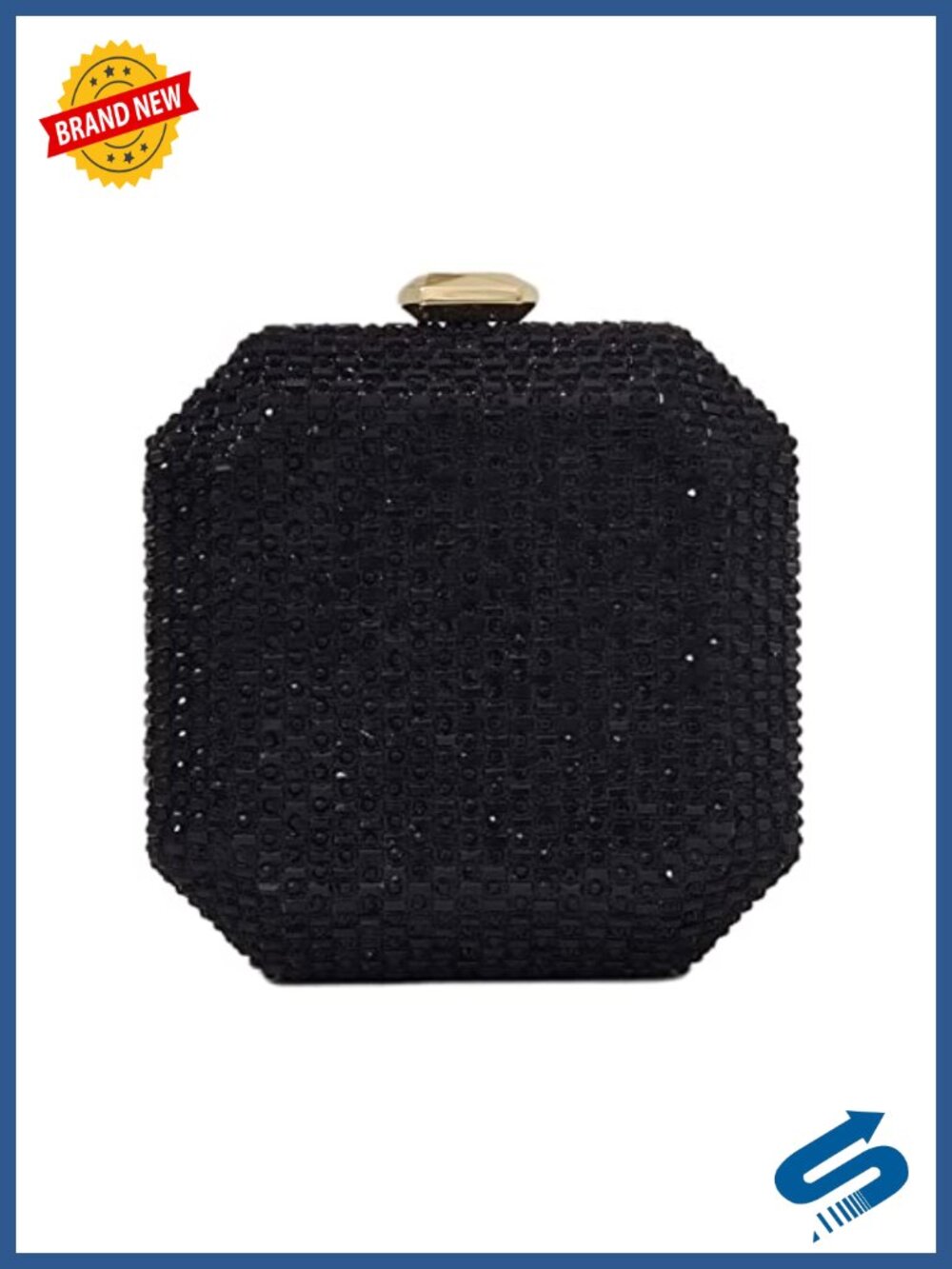 Crystal Box Clutch Mini Rhinestone Handbag Evening Bag Detachable Chain